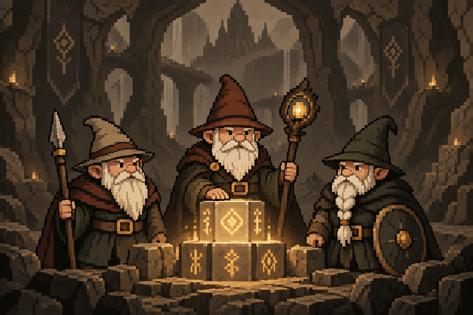 Three Gnomad guardians protecting an on-chain archive